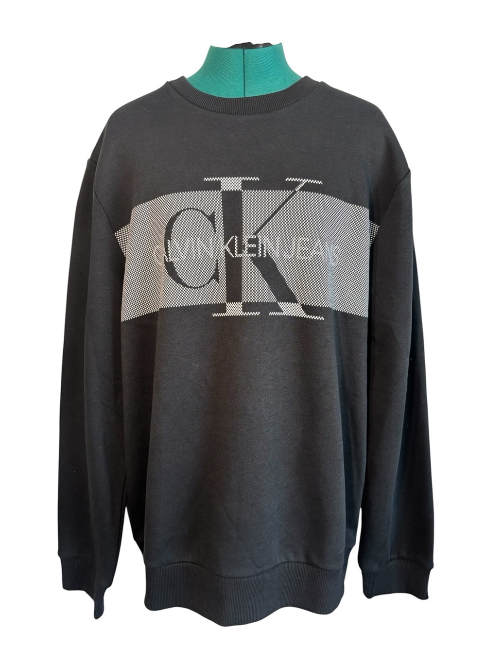 Calvin Klein Jeans Black Crewneck Sweater with Monochrome CK Logo